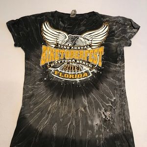 Biker tie dyed black T-shirt EUC